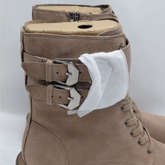 Vince Camuto Fawdry Tan Suede Combat Boots Women’s 6.5M Moto Lug Sole Fall Biker - Picture 7 of 13